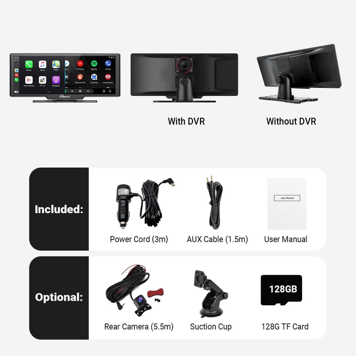 Pantalla portátil de 10" para auto con Apple CarPlay y Android Auto