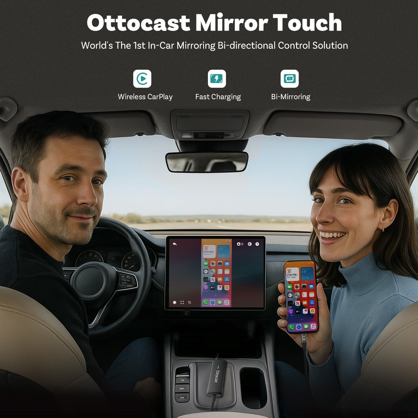 Mirror Touch |Screen Mirroring+Bi-Directional Control+Wireless CarPlay