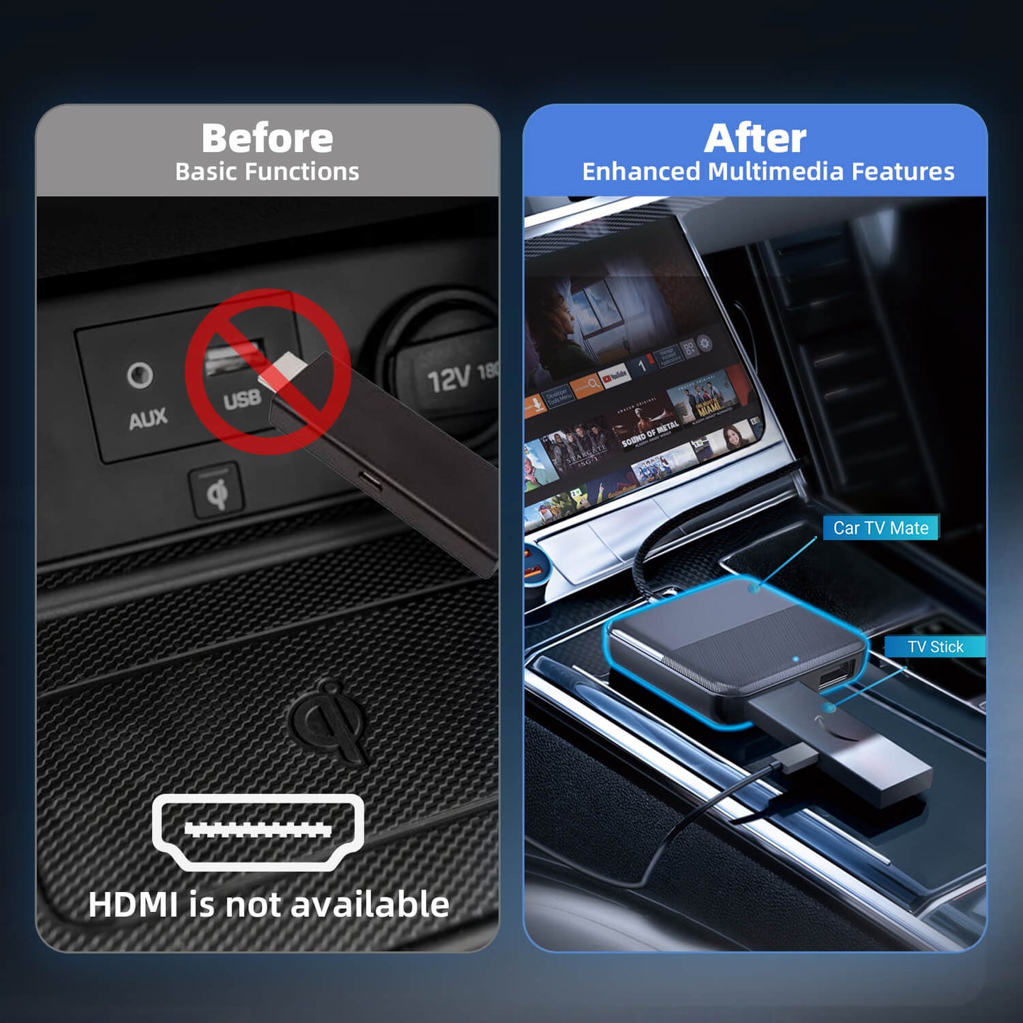 Car TV Mate - Convertidor de TV para auto compatible con Fire TV Stick