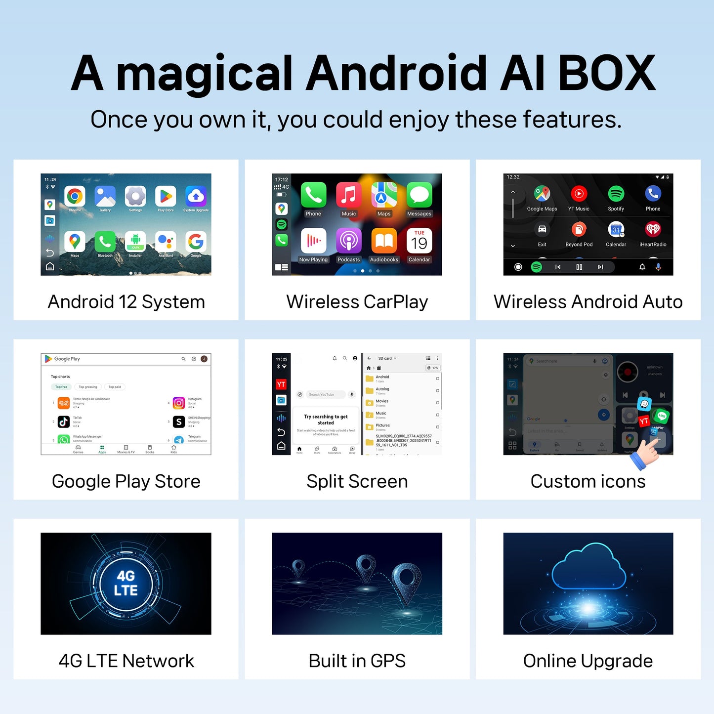 🔥Special Offer 45% OFF🔥CarPlay Android Multimedia AI Box-with Built-in YouTube, Netflix,Support Apps Download