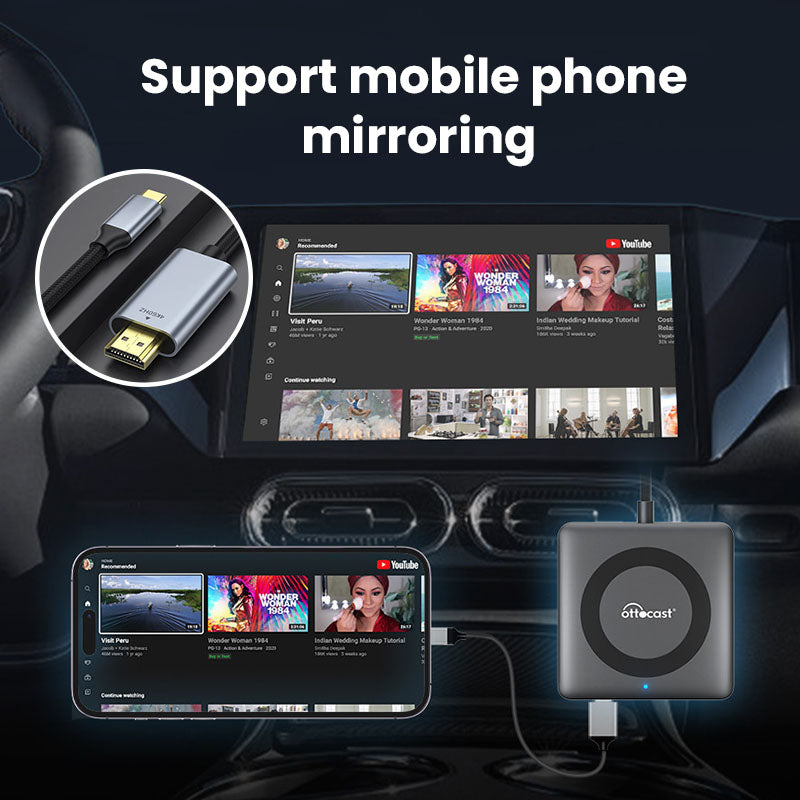 Car TV Mate Pro | Streaming HDMI + Fire TV Stick + Screen Mirroring + CarPlay y Android Auto Inalámbricos