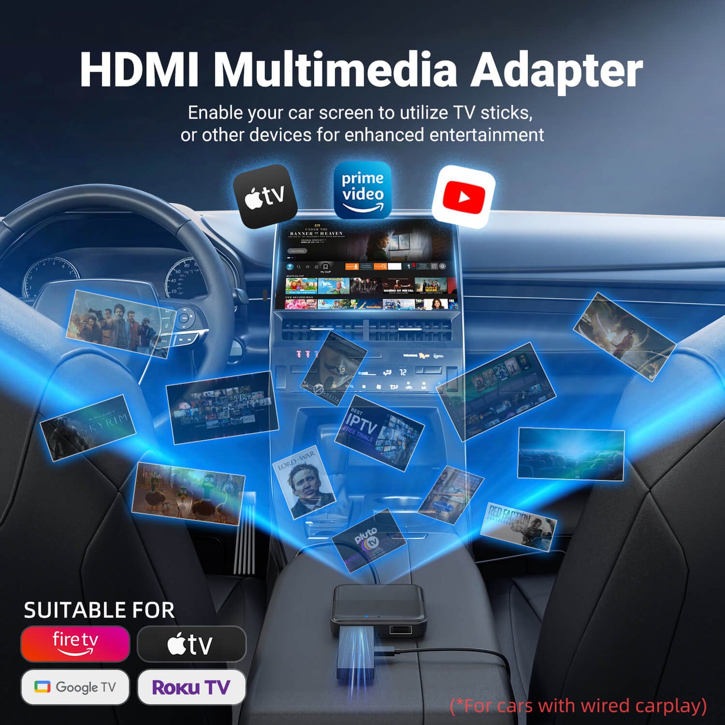Car TV Mate - Convertidor de TV para auto compatible con Fire TV Stick