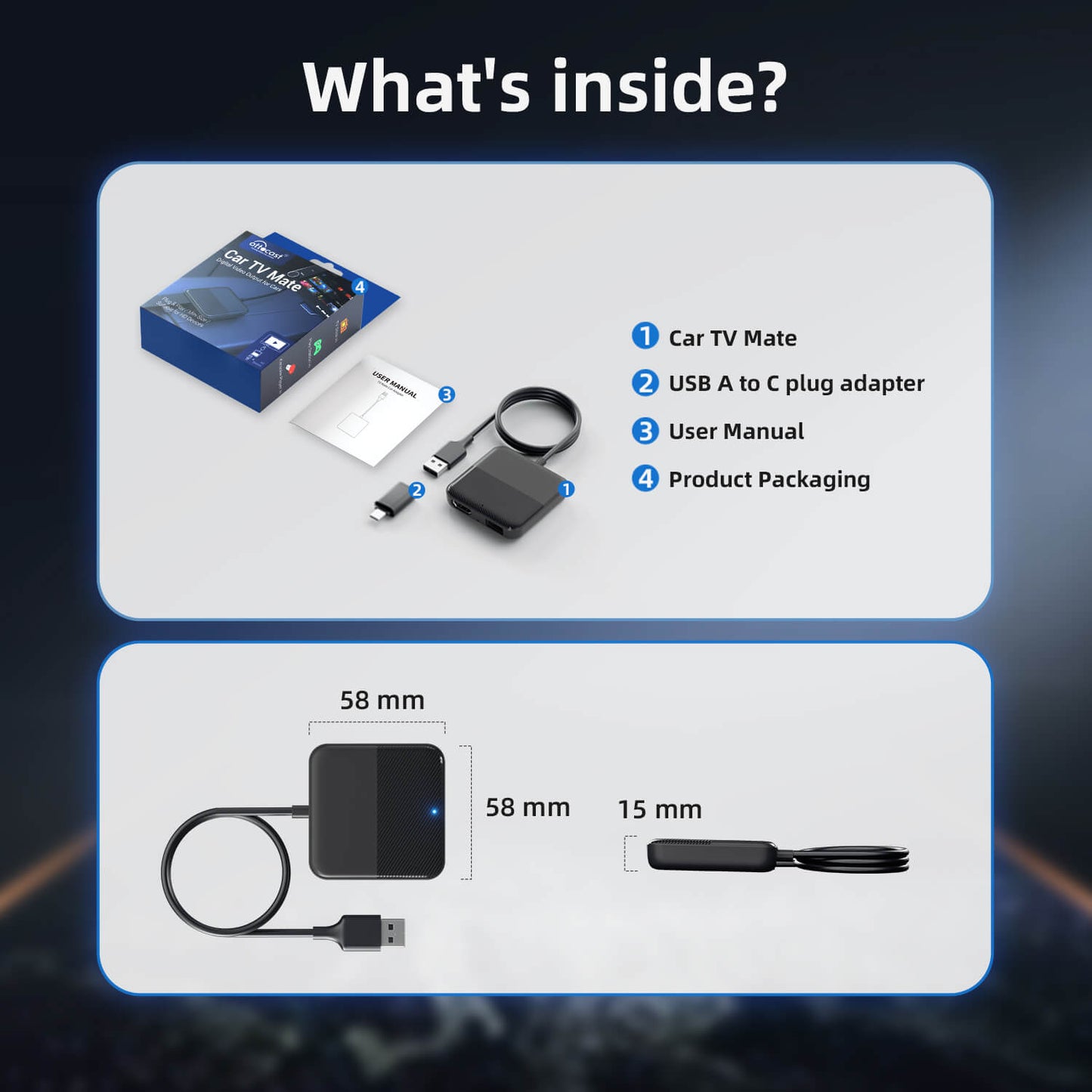 Car TV Mate - Convertidor de TV para auto compatible con Fire TV Stick