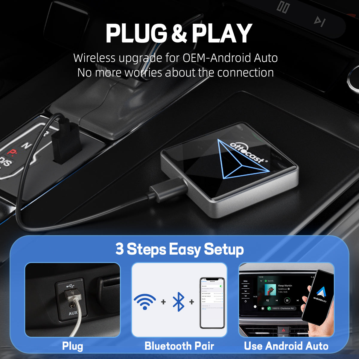Ottocast - A2Air Pro Adaptador Inalámbrico Android Auto