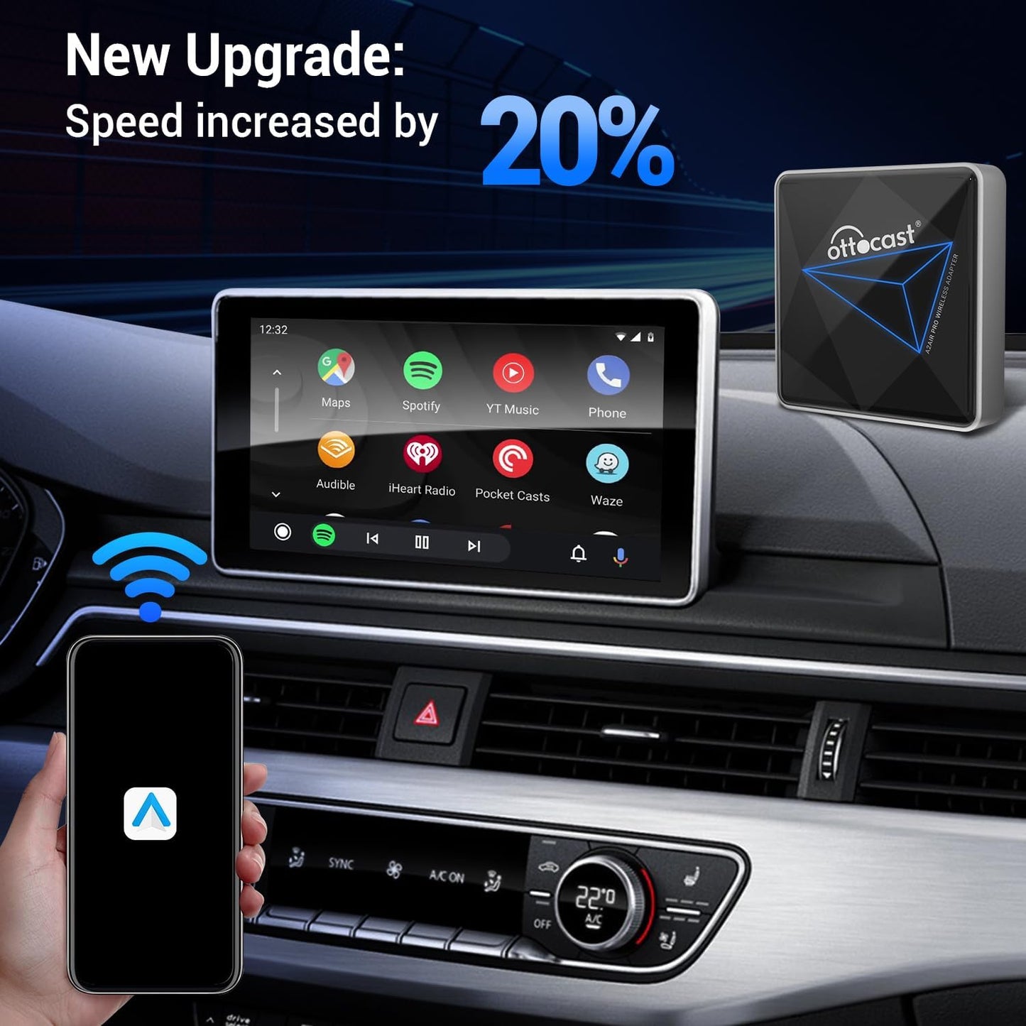 Ottocast - A2Air Pro Adaptador Inalámbrico Android Auto