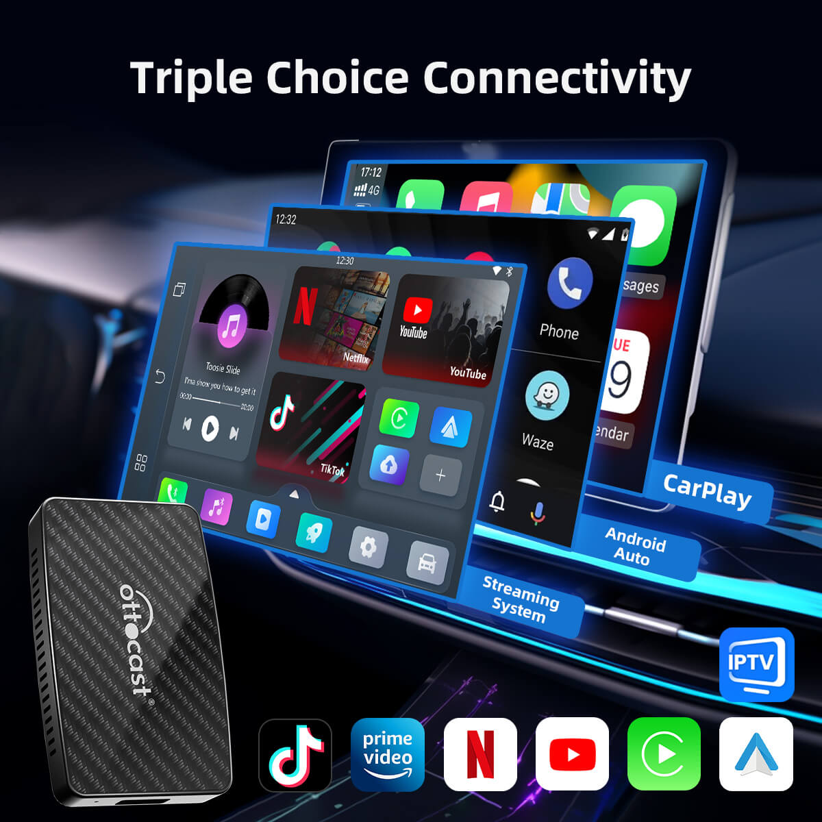 Play2Video Pro | Netflix, YouTube, Prime Video y CarPlay/Android Auto inalámbrico