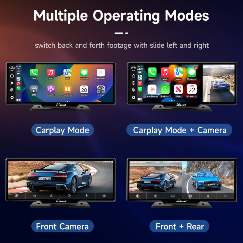 Pantalla portátil de 10" para auto con Apple CarPlay y Android Auto
