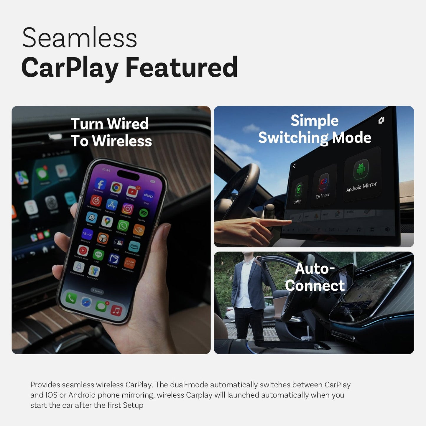 Mirror Touch |Screen Mirroring+Bi-Directional Control+Wireless CarPlay