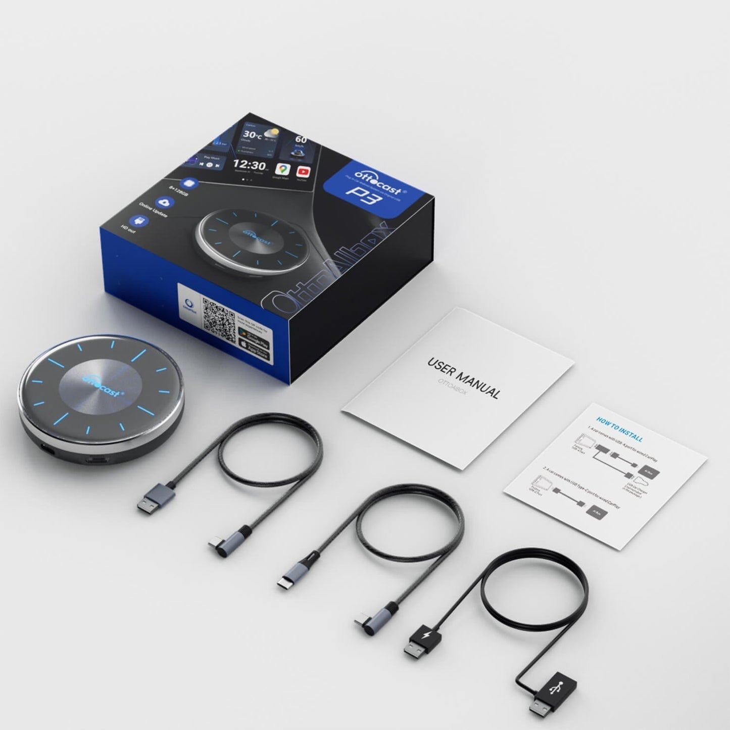 OttoAibox P3 CarPlay AI Box | Netflix, Hulu, App Store + CarPlay inalámbrico & Android Auto inalámbrico