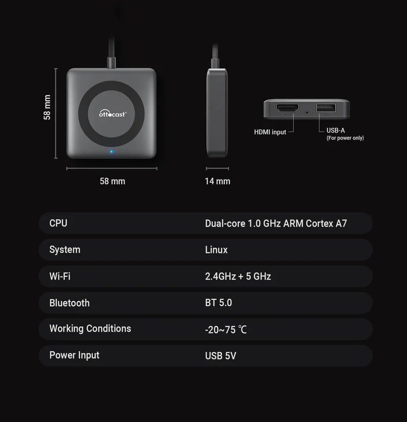 Car TV Mate Adaptador HDMI Multimedia y CarPlay Inalámbrico