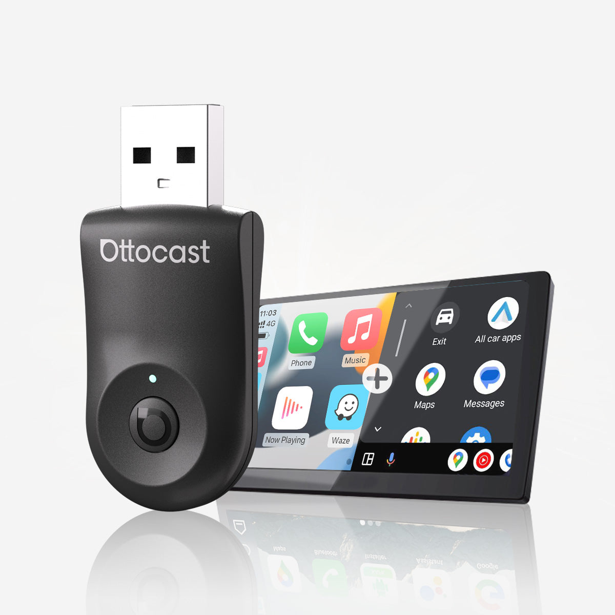Ottocast Mini | CarPlay inalámbrico + Android Auto + Cambio con un solo clic