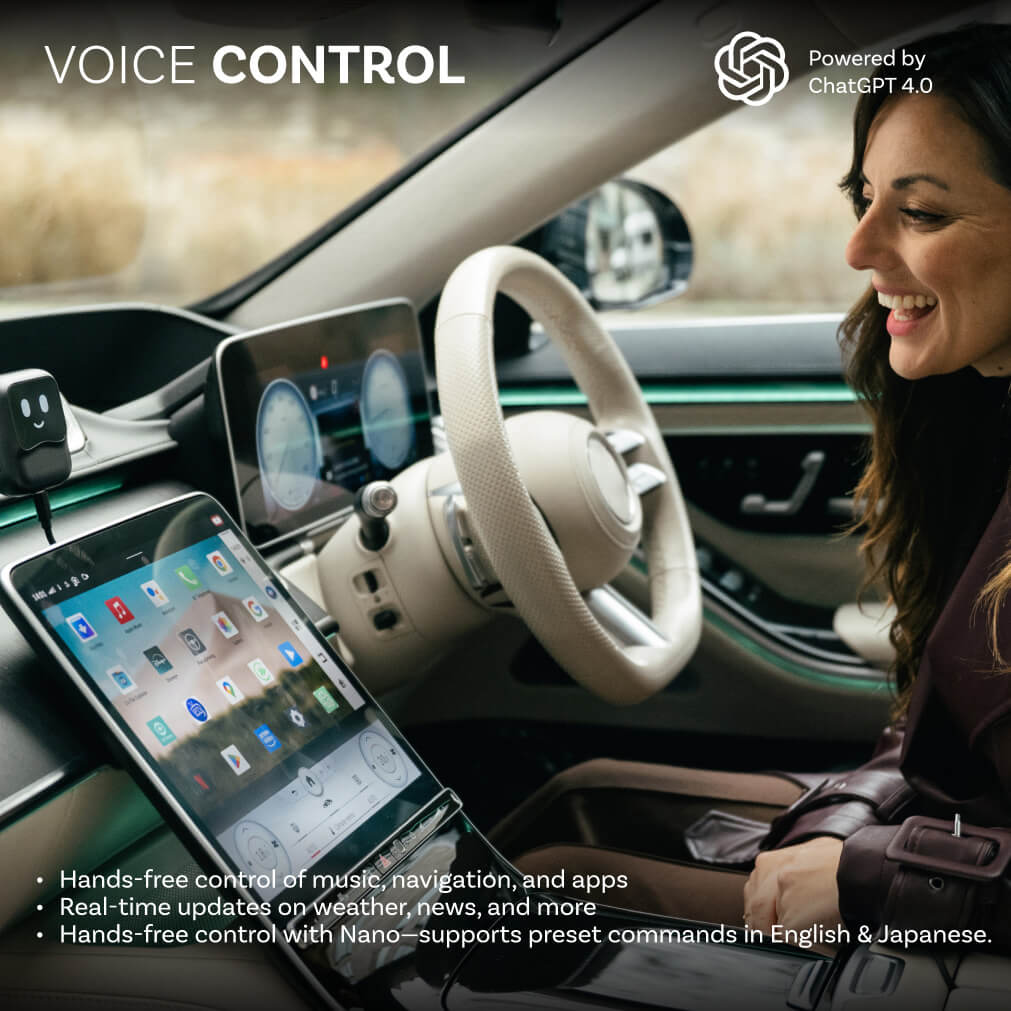 Ottocast - NanoAi | Conversación AI + App Store + pantalla de 1,83 pulgadas + CarPlay inalámbrico y Android Auto