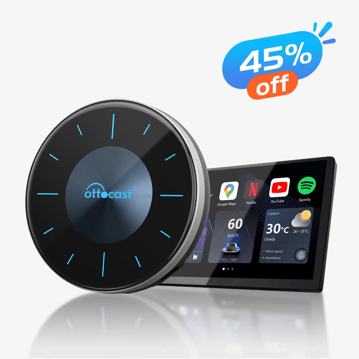 OttoAibox P3 CarPlay AI Box | Netflix, Hulu, App Store + CarPlay inalámbrico & Android Auto inalámbrico