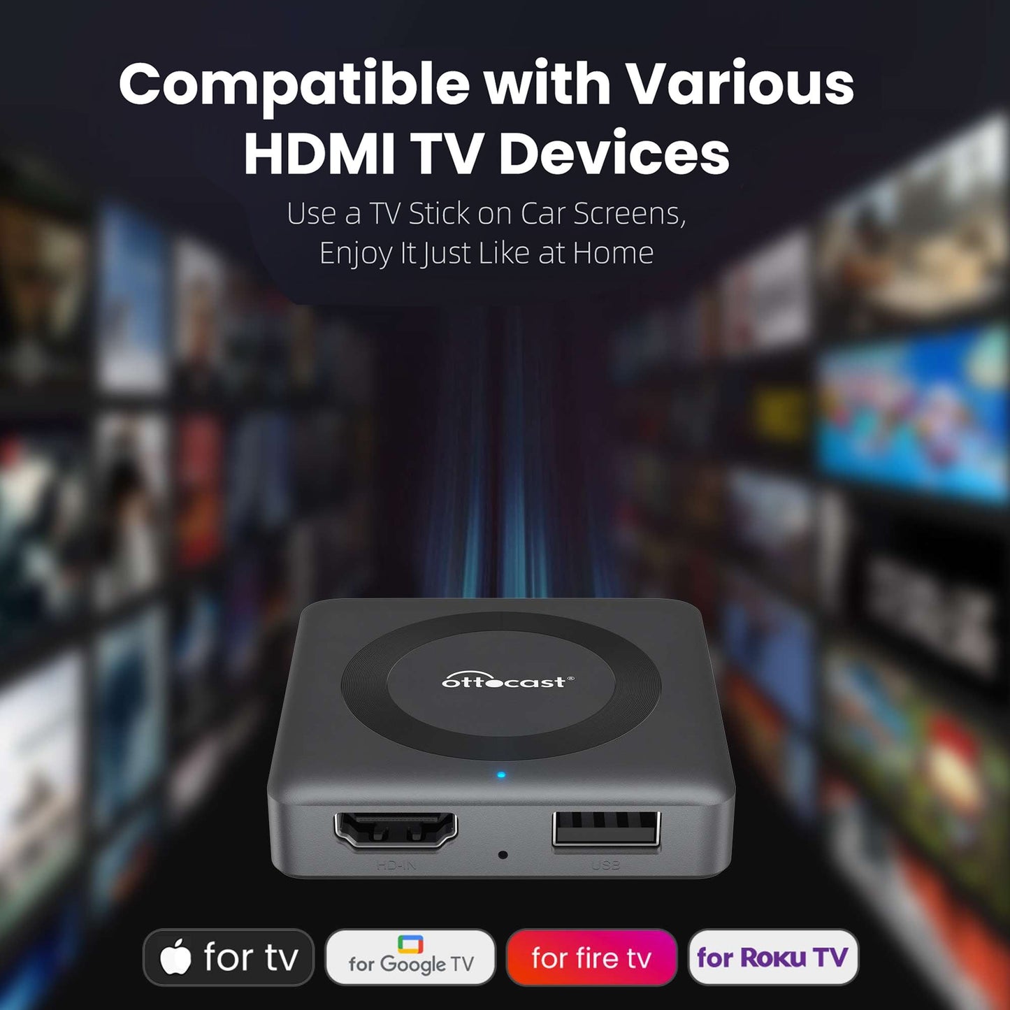 Car TV Mate Pro | Streaming HDMI + Fire TV Stick + Screen Mirroring + CarPlay y Android Auto Inalámbricos