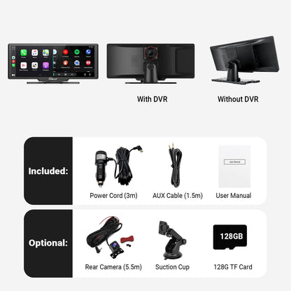 Pantalla portátil de 10" para auto con Apple CarPlay y Android Auto