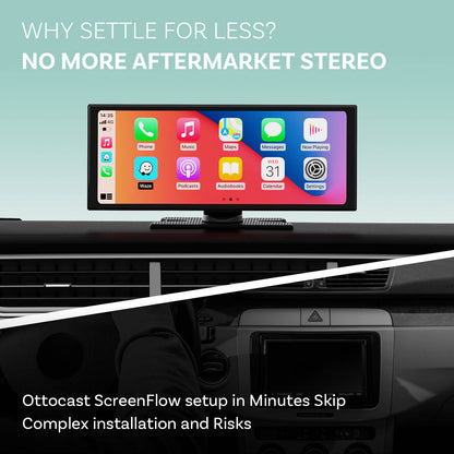 Ottocast ScreenFlow Pantalla portátil para auto | Netflix, YouTube, Prime Video y CarPlay/Android Auto inalámbrico